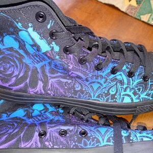 Black and Blue High-Top Sneakers